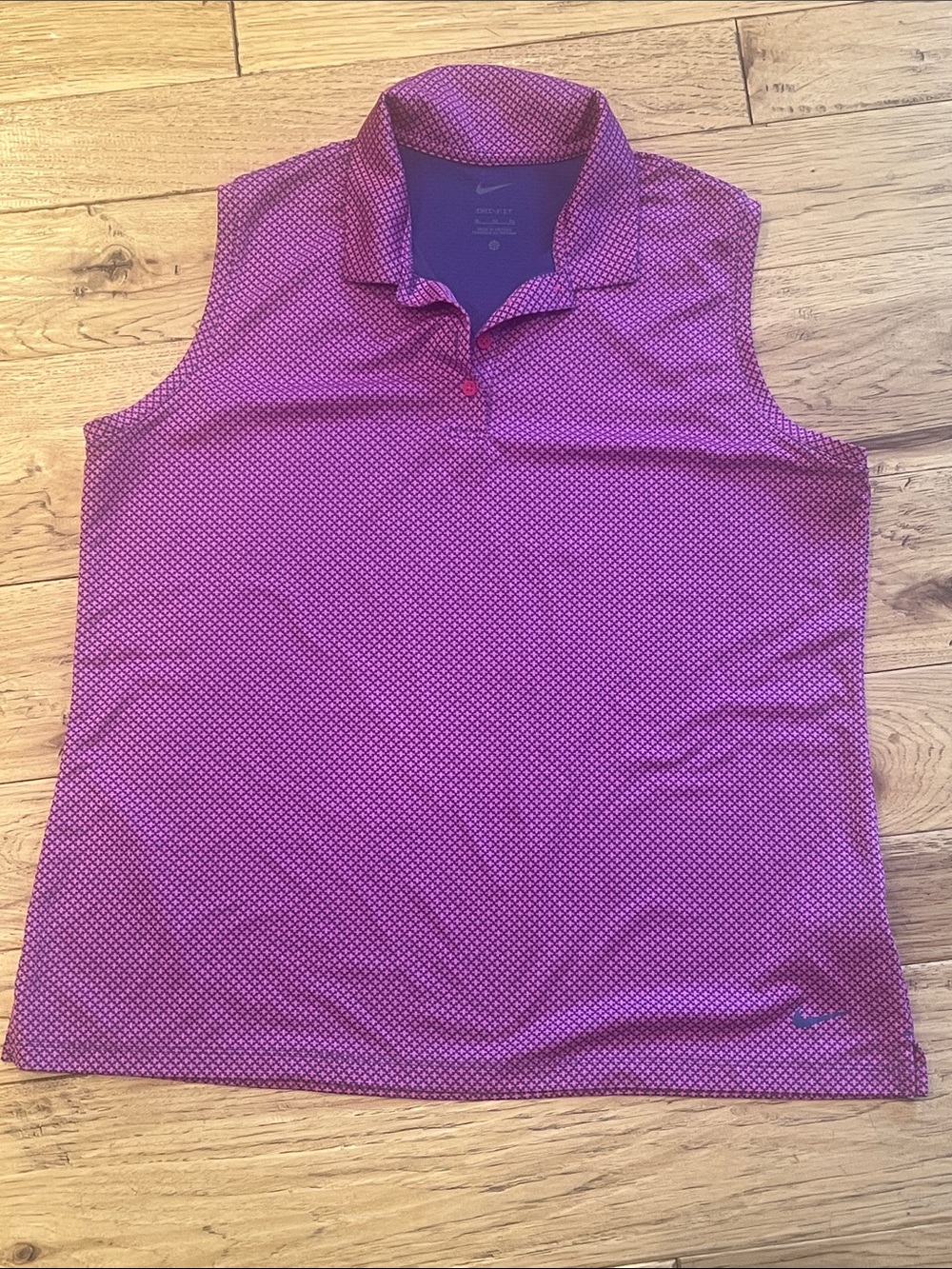 Nike Sleeveless Polo - Magenta Geometric Print